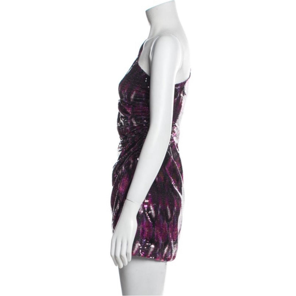 MISA Revolve Nova One-Shoulder Sequin Mini Dress, Purple Size M New w/Tag $370