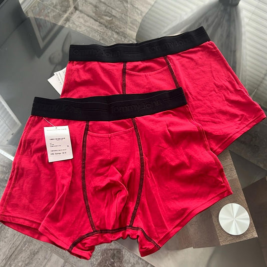X2 Tommy John Cotton Boxer Briefs, Red w/Black Size S New w/Tag $50