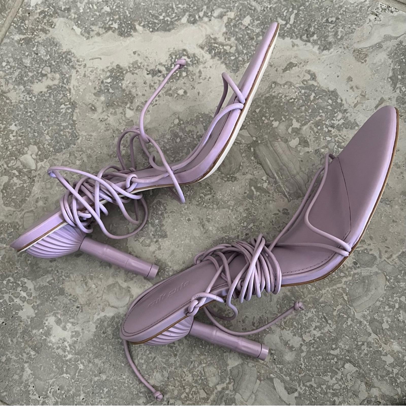 Cult Gaia Soleil Lace Up Strappy Heel Sandals in Lavender, EXCELLENT, Size 42