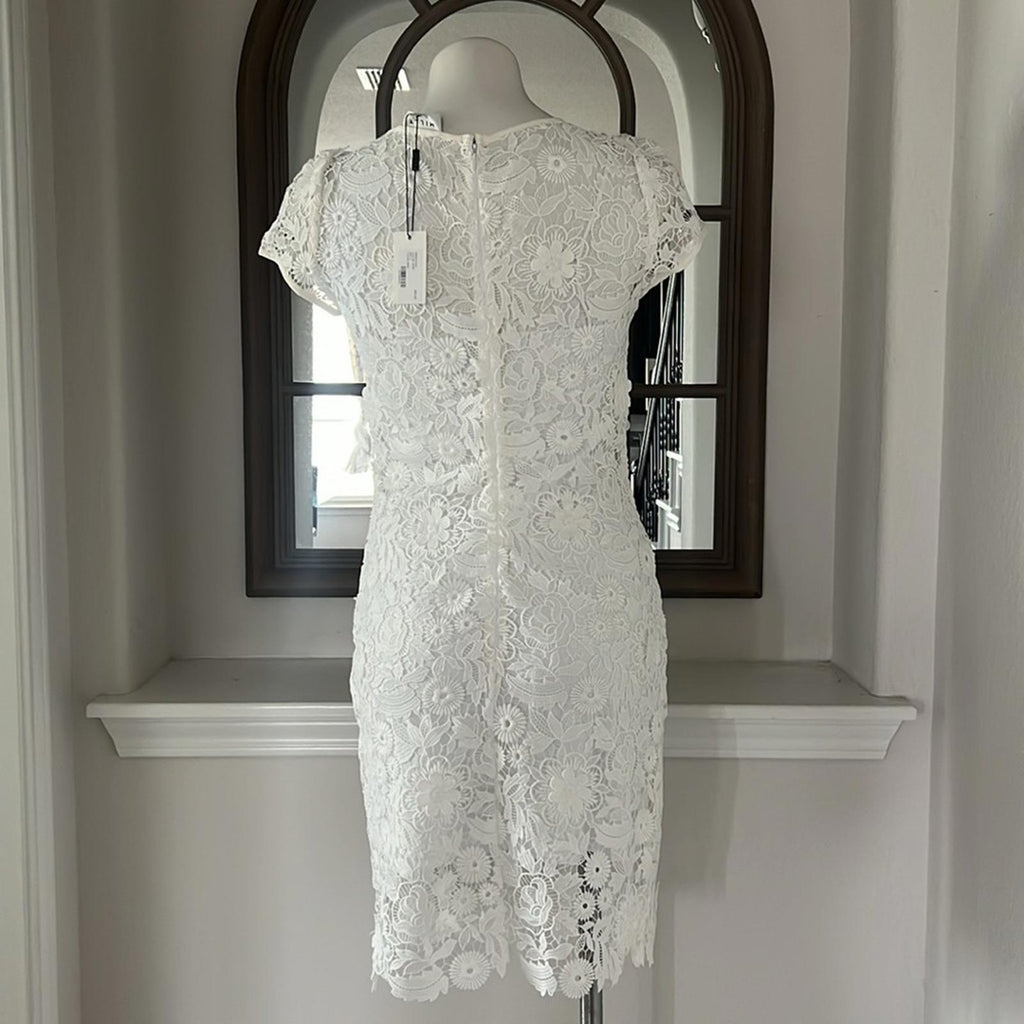 Milly Chloe 3-D Lace Dress in White, Size 2 New w/Tag Retail $395