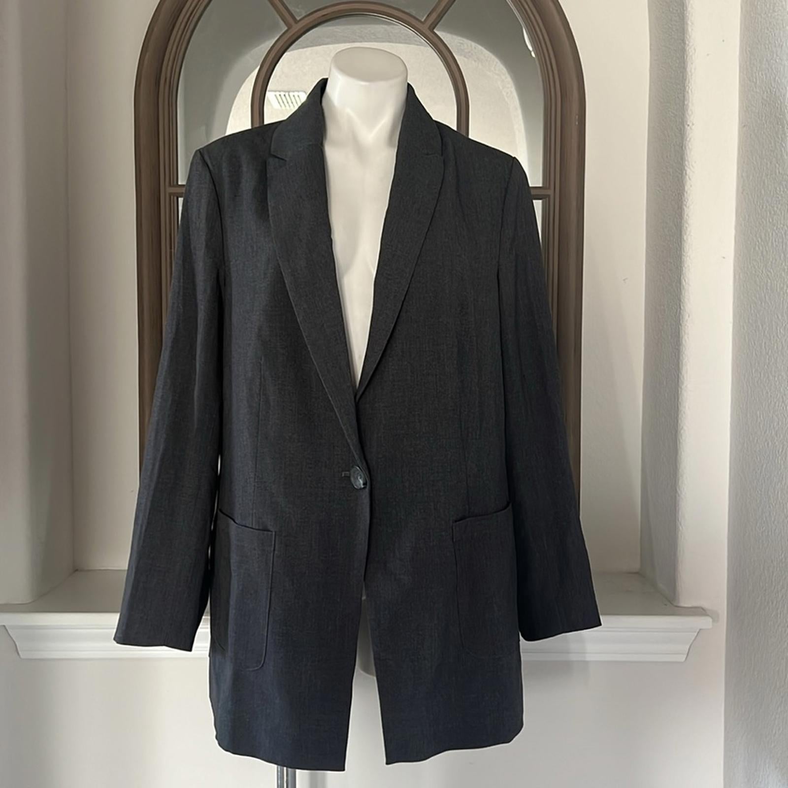 Standards & Practice One-Button Boyfriend Blazer in Charcoal, Size 1X New w/Tag