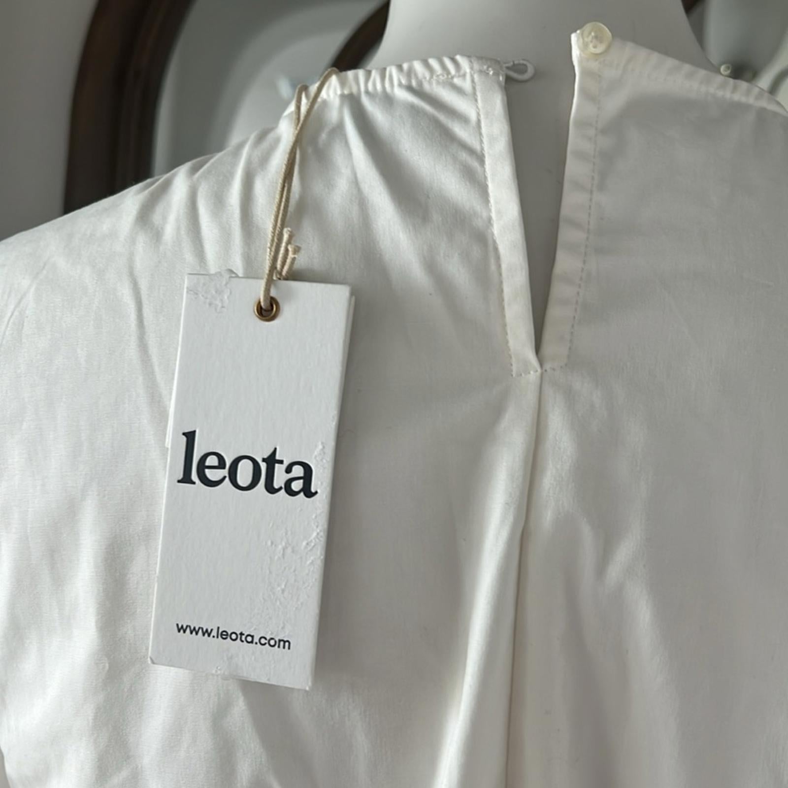 Leota Michelle Lace Trim Poplin Midi Dress, White Size L New w/Tag