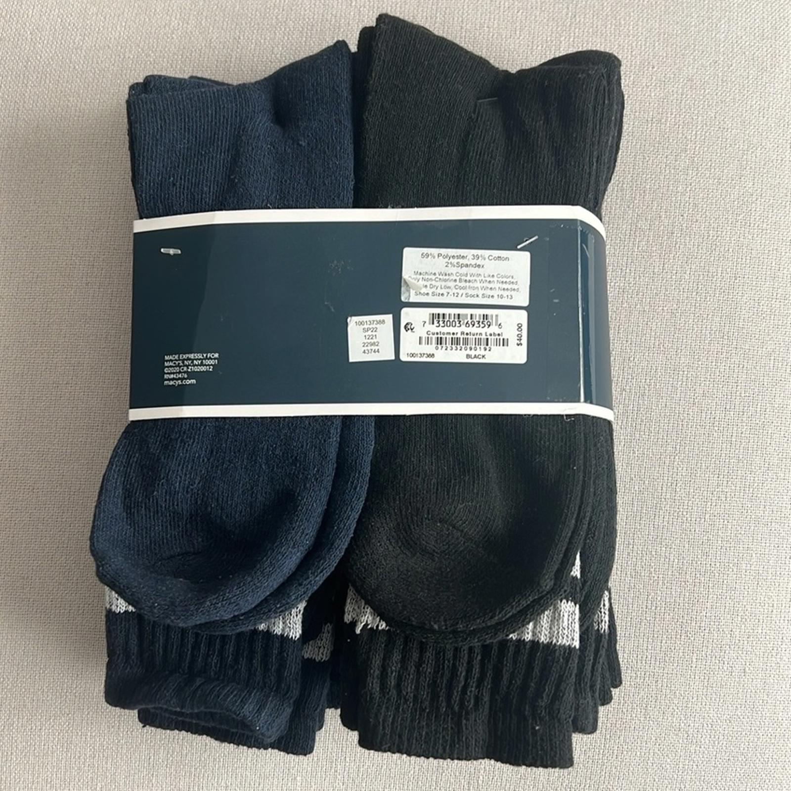 8-Pairs Club Room Black & Navy Crew Socks, Cushioned Size 10-13 New w/Tag