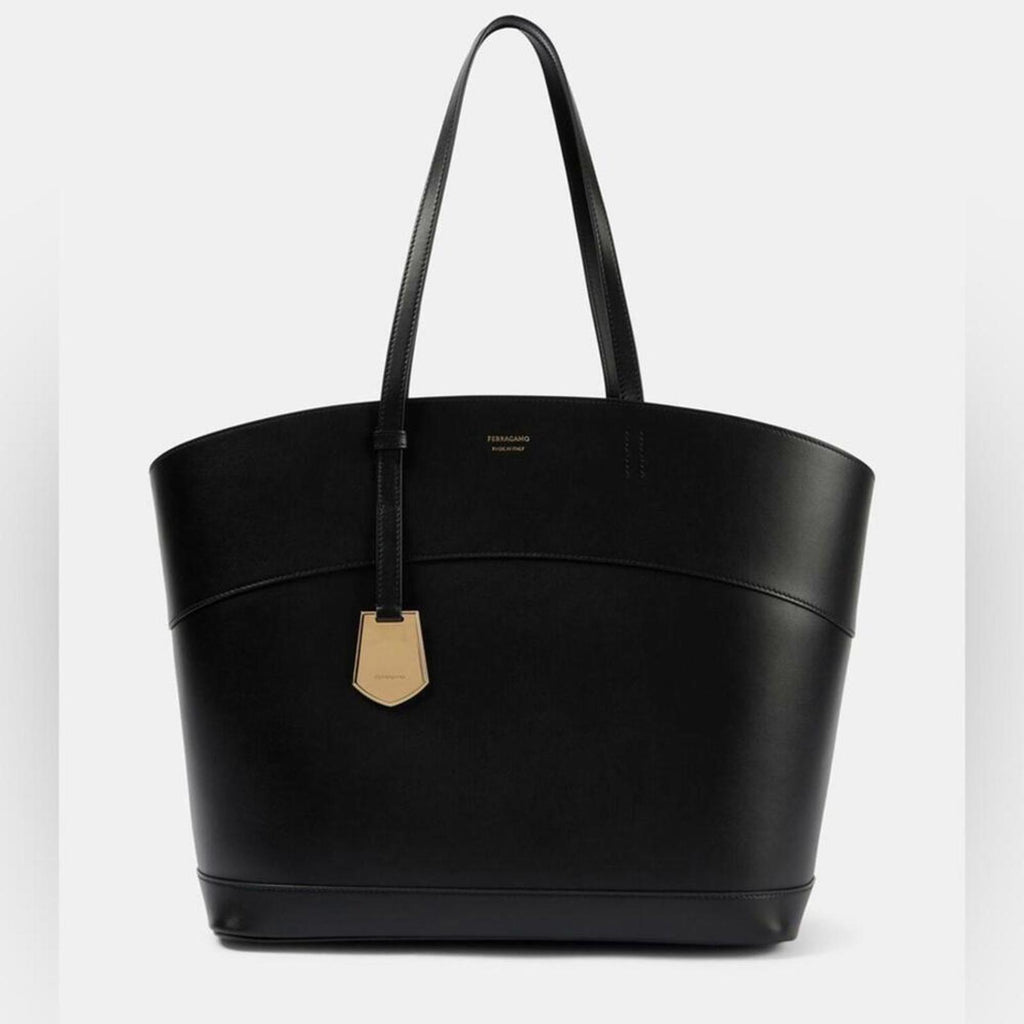 Ferragamo Charming Medium Leather Tote Bag in Black, New with Tag