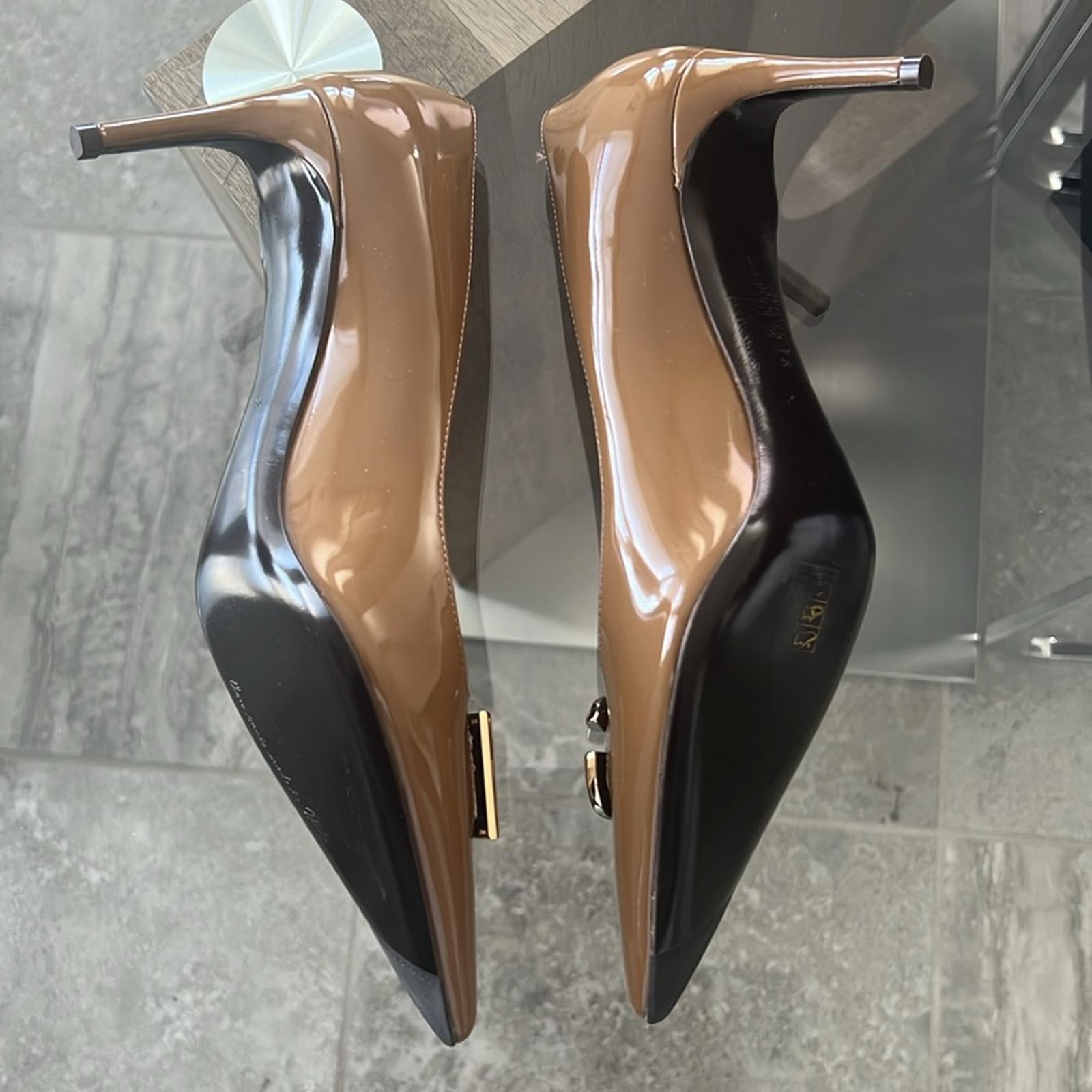 Dolce & Gabbana Patent Leather DG Calf Skin Pumps 60 Brown Size 36 New +2DustBag