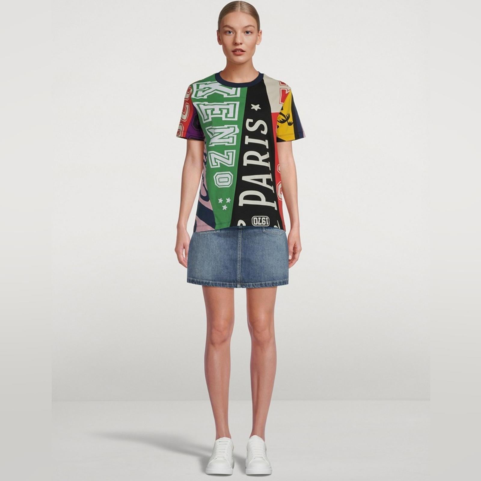 KENZO Flag Print Oversize Cotton T-Shirt, Size S New w/Tag