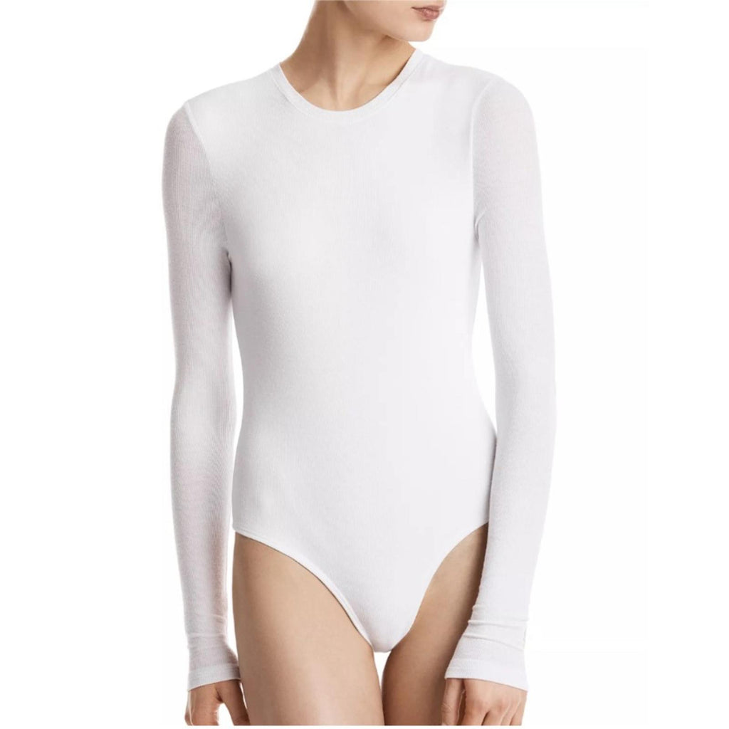 ATM Anthony Thomas Melillo Long-Sleeve Bodysuit in White, Size L New w/Tag $195