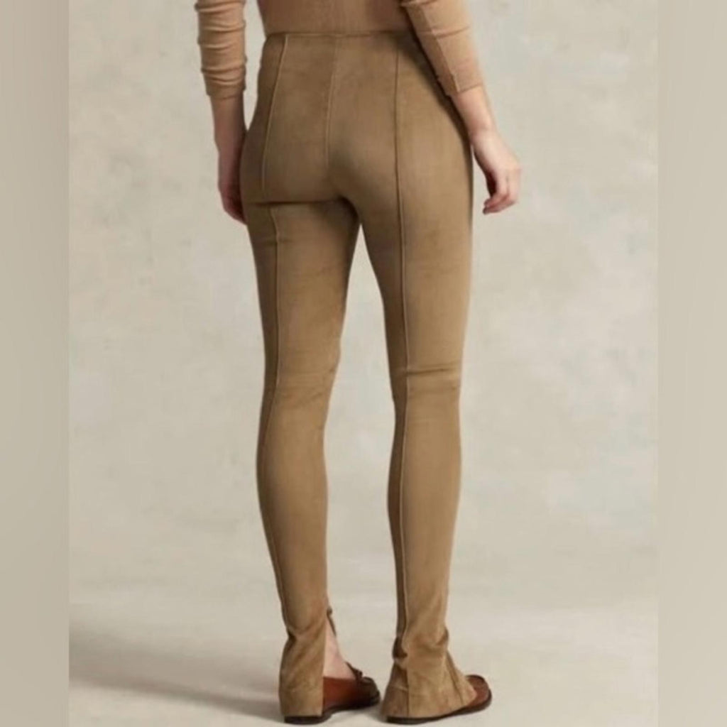 Polo Ralph Lauren Paneled Suede Leggings in Tan, Size S, NWT Retail $998