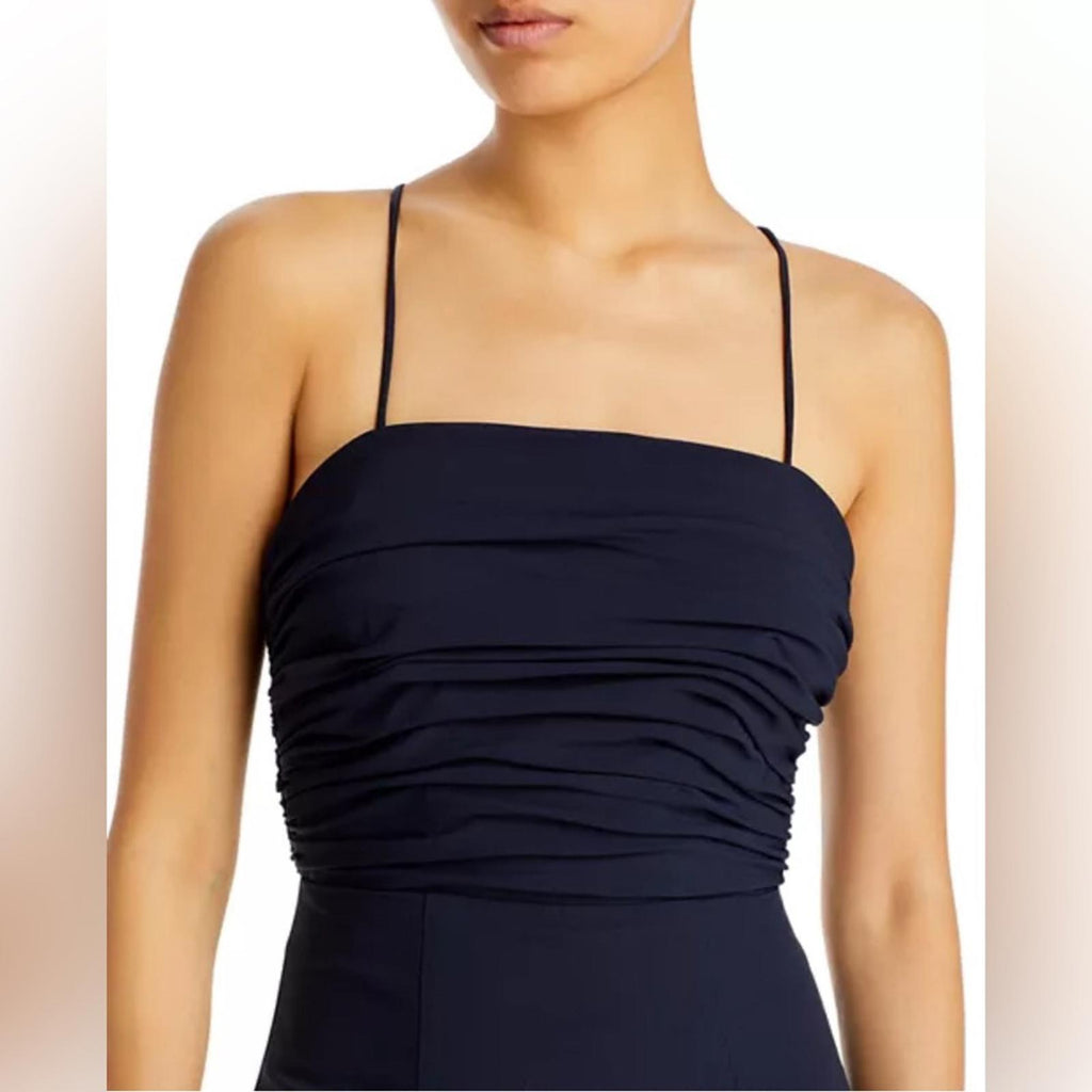 Cinq à Sept Judy Ruched Midi Dress in Navy, Size 0 NEW w/Tag $425