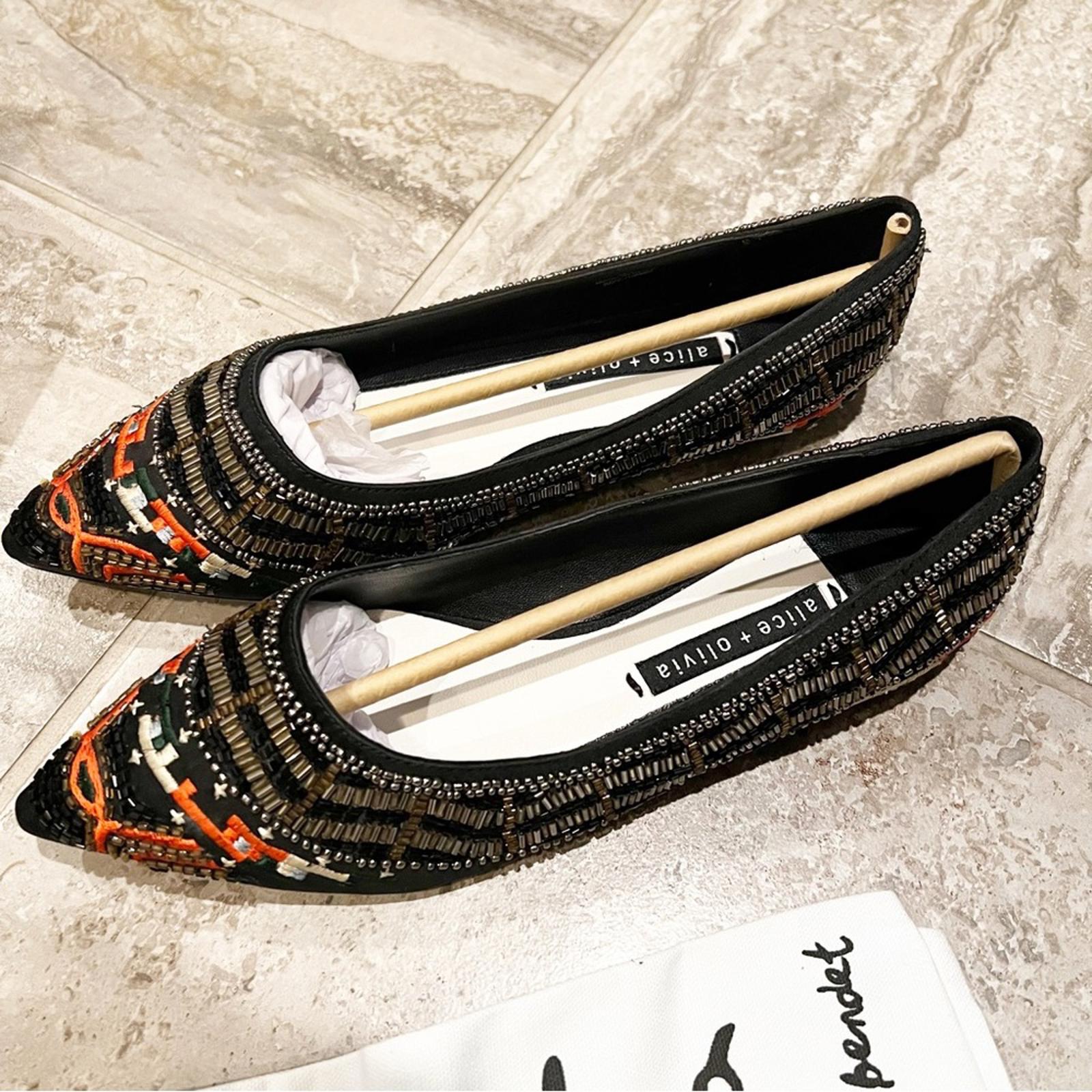 Alice + Olivia Lenora Slip-On Stitch Ballet Flats, Size 39.5 New in Box $395