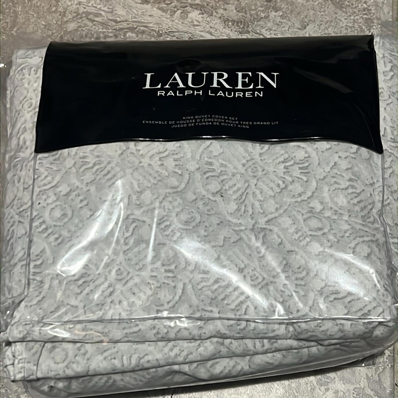 Lauren Ralph Lauren Emilia Tonal Medallion King Duvet Cover 3-Pc Set NEW $430