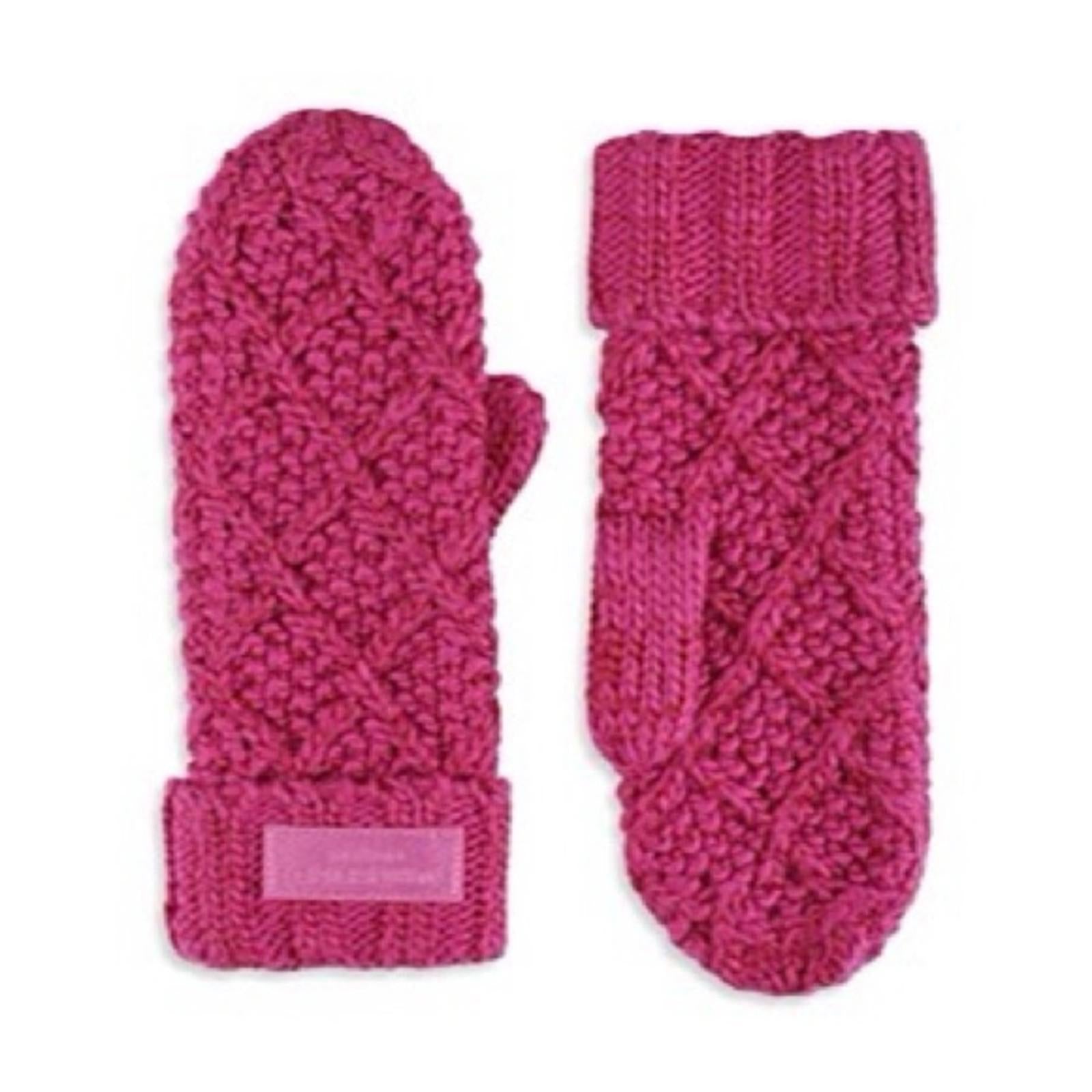 Kurt Geiger Metallic Cable Knit Mittens Pink , One Size, New with Tag