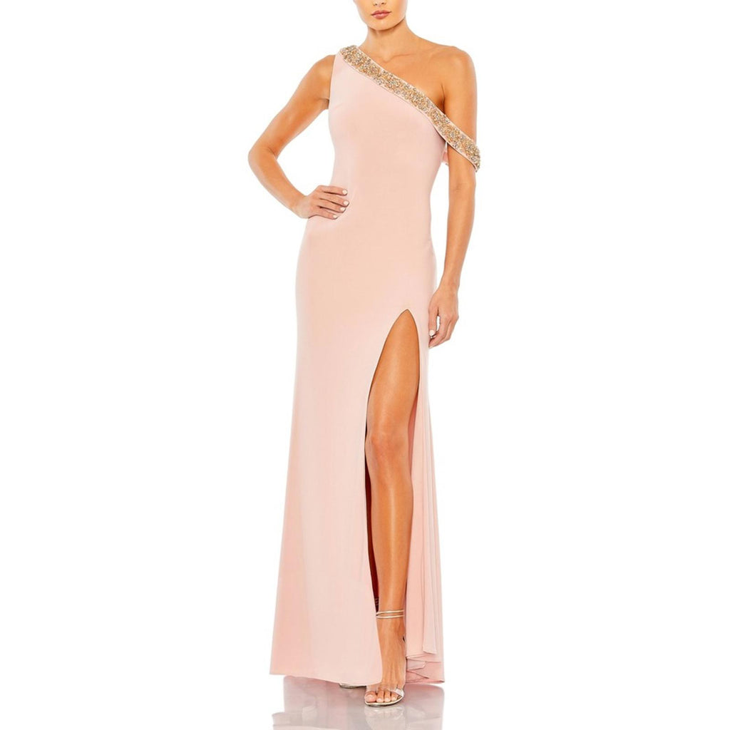 Mac Duggal Beaded Drop Shoulder Jersey Gown, Size 12 New with Tag