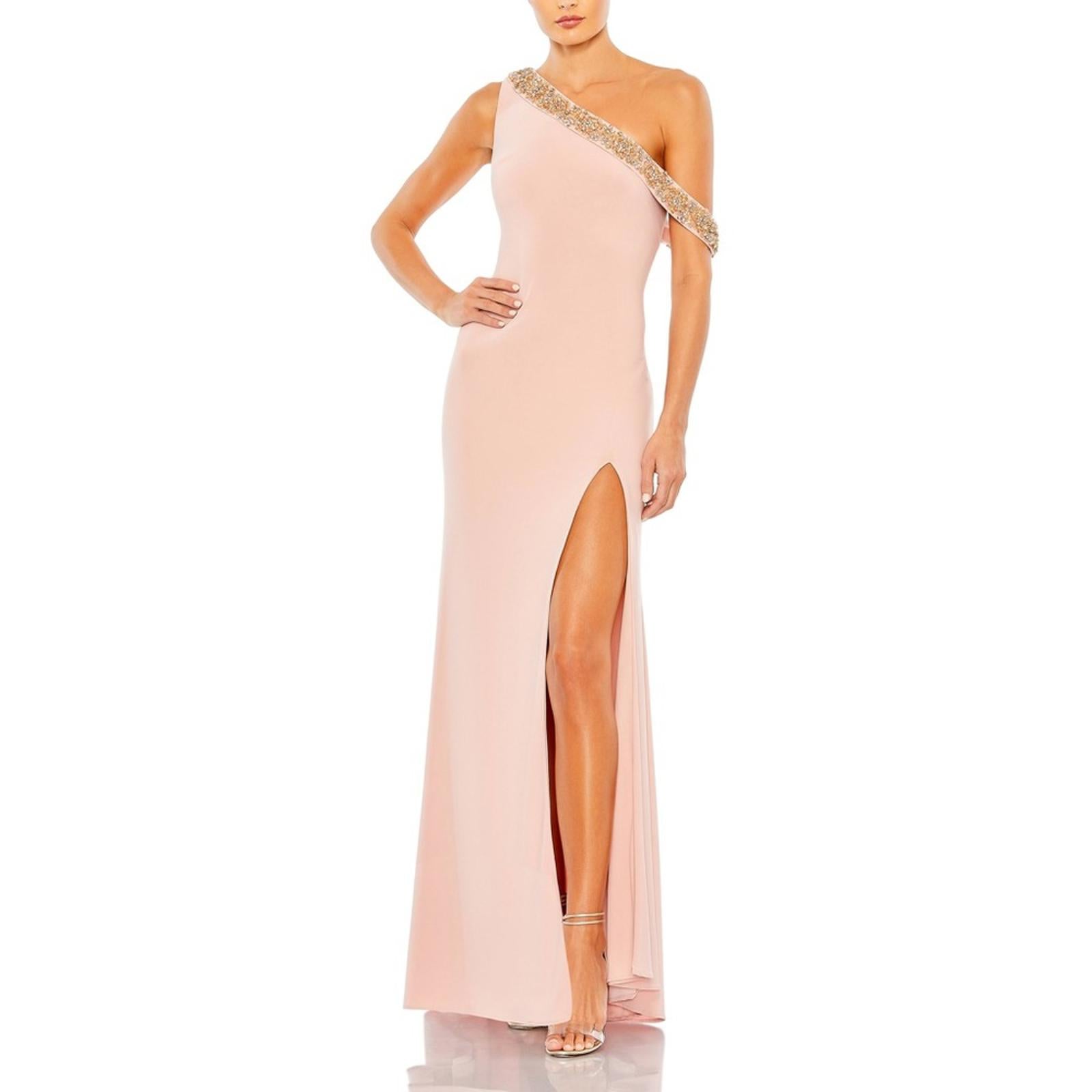 Mac Duggal Beaded Drop Shoulder Jersey Gown, Size 12 New with Tag
