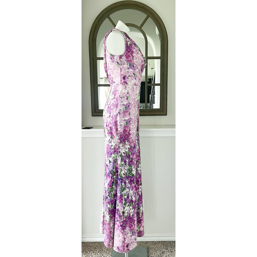 BADGLEY MISCHKA One-Shoulder Purple Orchid Gown, Size 4 Retail $990