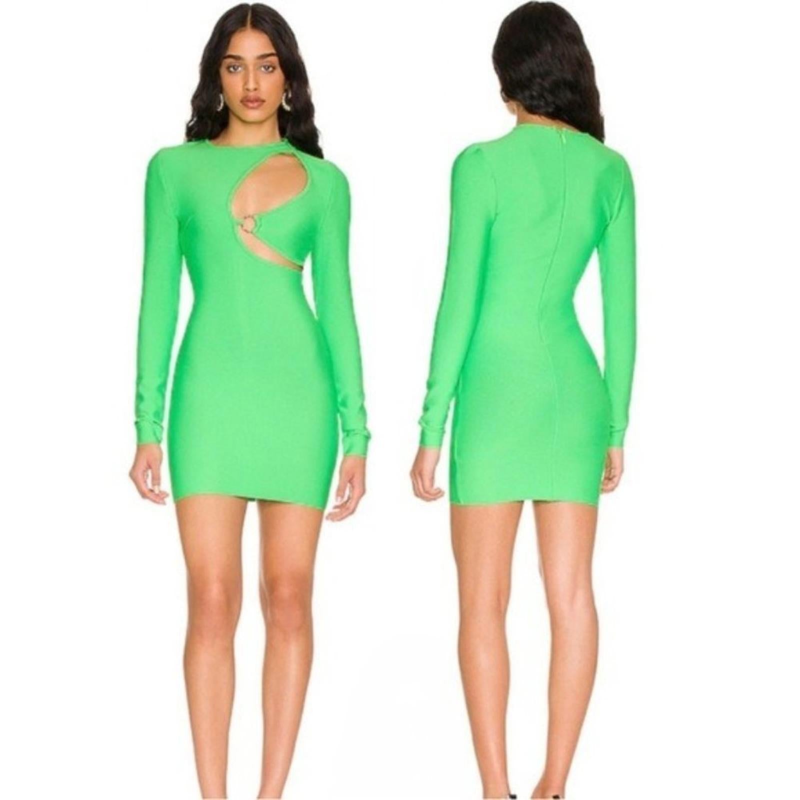 NWT Superdown REVOLVE Sasha Bandage Mini Dress in Bright Green Size XXS