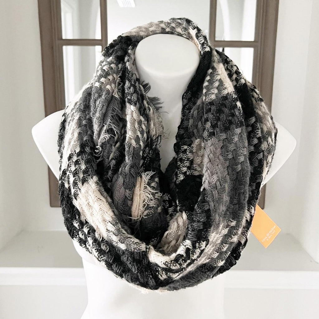 Love of Fashion (LOF) Woven Infinity Scarf, Brown Multi New w/Tag