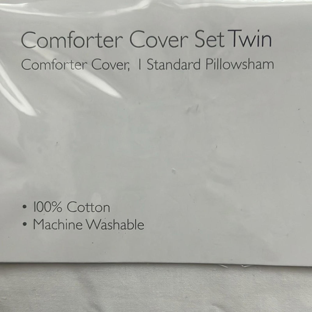 Sky NAVY Embroidered Percale Duvet Cover and Sham Set, Twin New w/Tag