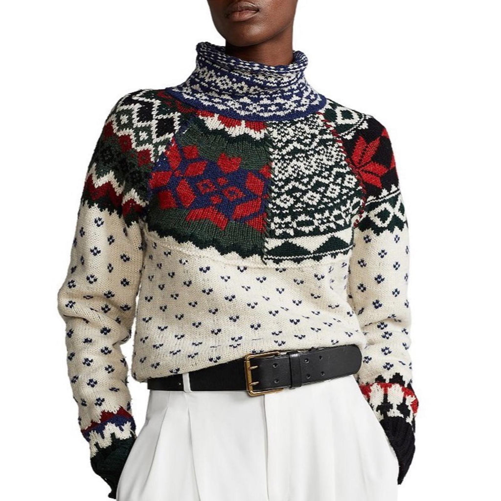 Polo by Ralph Lauren Mixed Print Turtleneck Sweater, Size XS New w/Tag