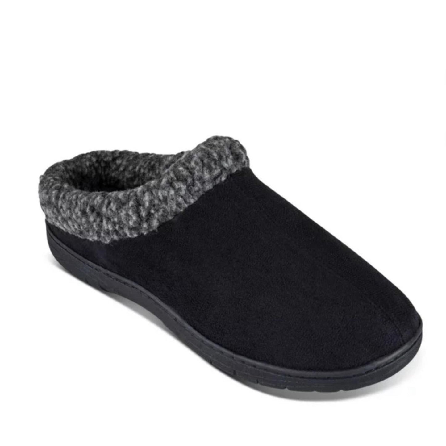NEW Haggar Men's Faux-Suede Clog Slippers in Black, Size L (9.5-10.5) New in Box