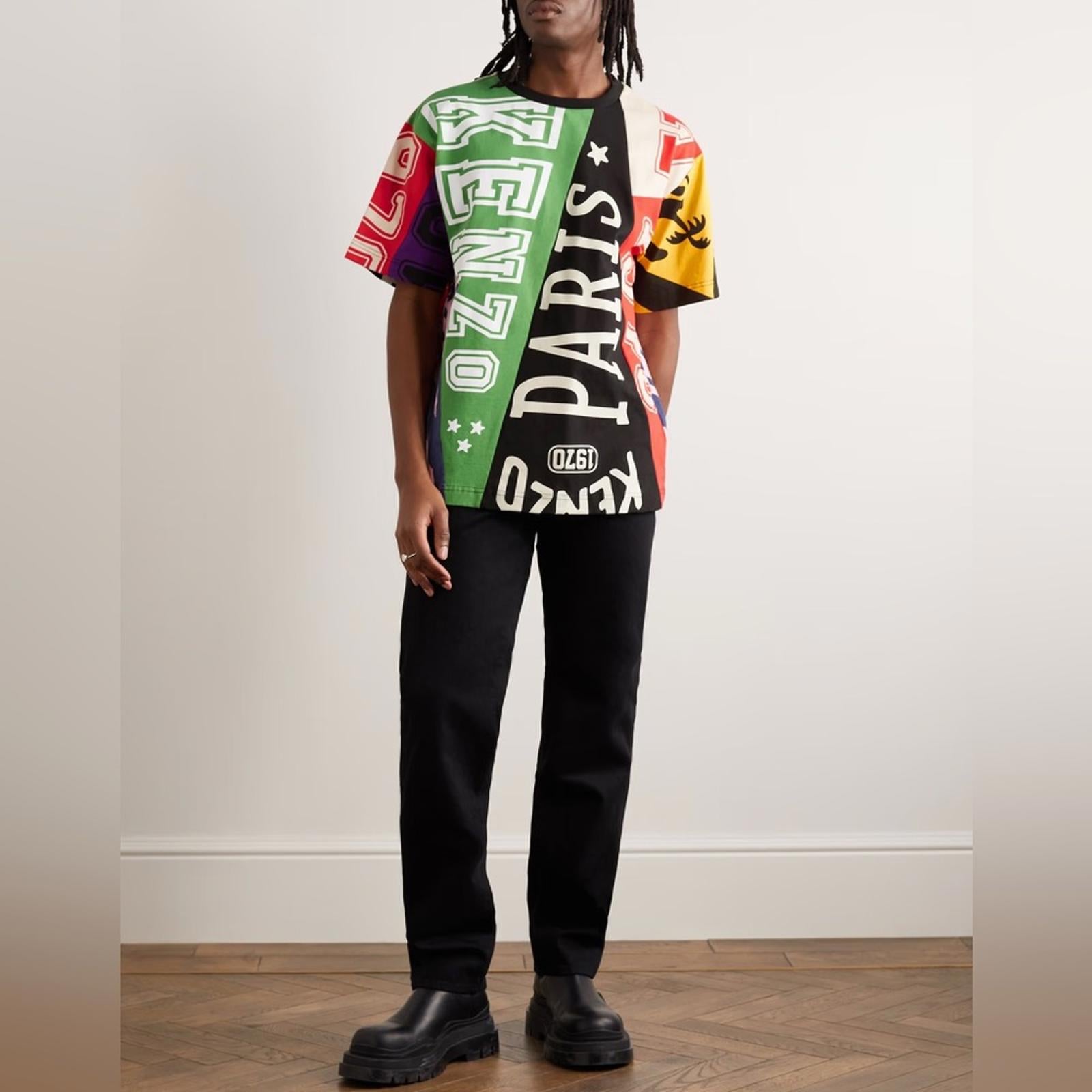 KENZO Flag Print Oversize Cotton T-Shirt, Size S New w/Tag Retail $475