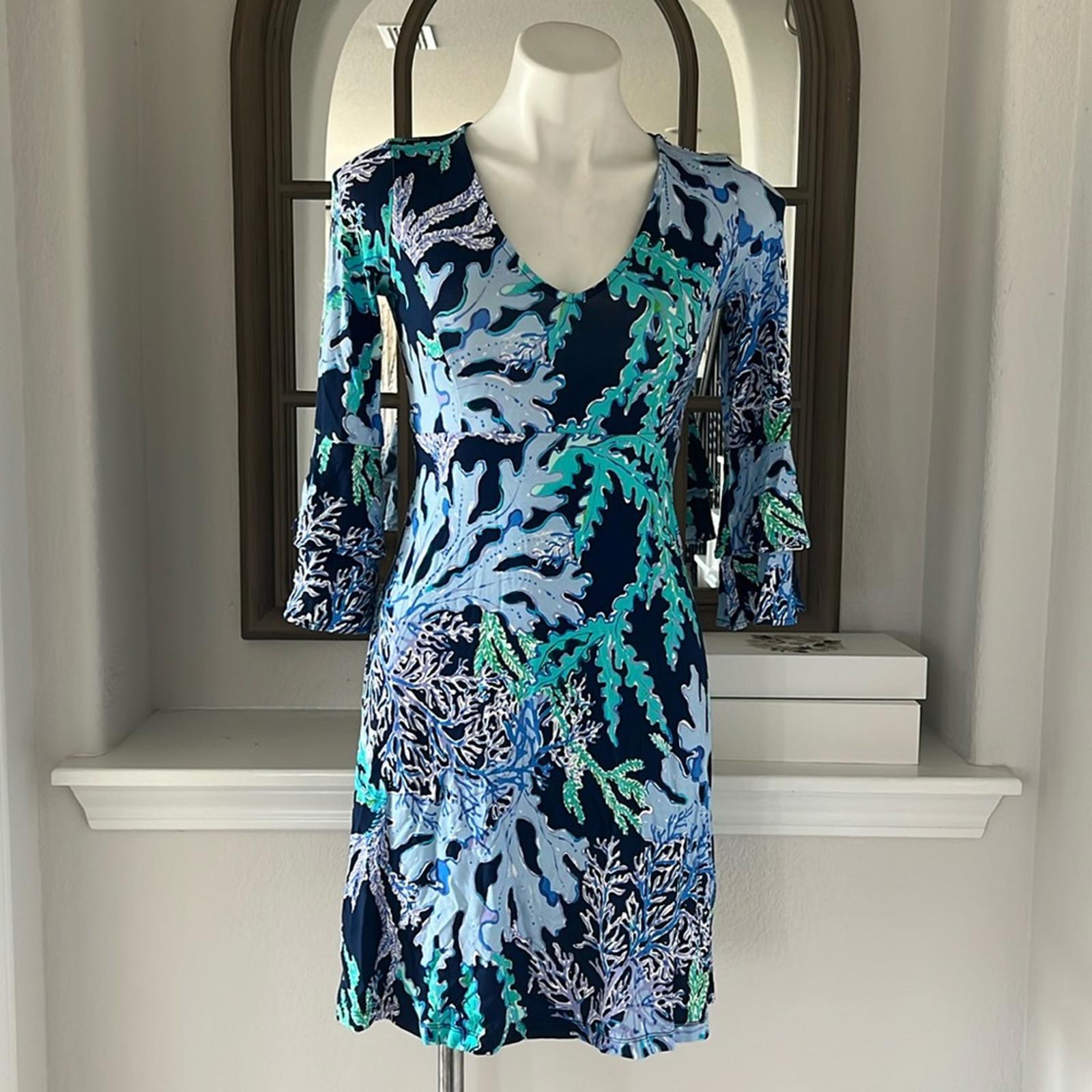 Lily Pulitzer Raina Dress, Indigo Swish & Sway Size XS (Like New) Retail $168