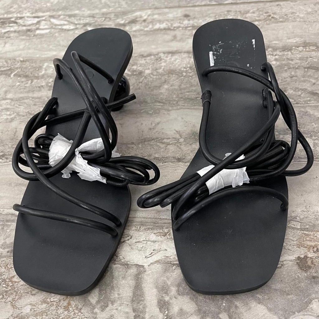 INC Chedel Lace-Up Ankle-T Sandals in Black, Size 5.5 New in Box $79.50
