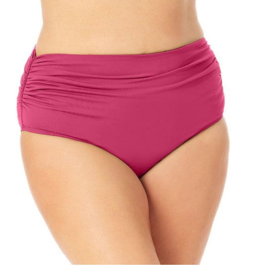 Anne Cole High Waist Bikini Bottom in Berry, Size 16 NEW w/Tag