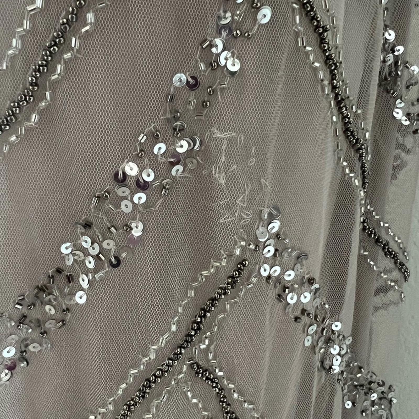Adrianna Papell Women's Chevron Bead Gown Maxi Dress Size 16, New w/Tag $249