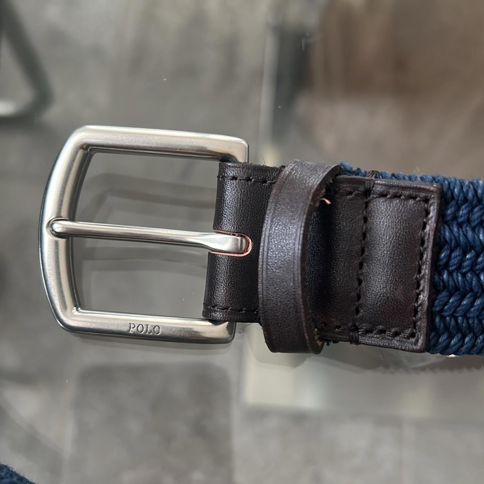 Polo Ralph Lauren 35MM Braided Stretch Buckle Belt in Navy, Size M Retail $89.50
