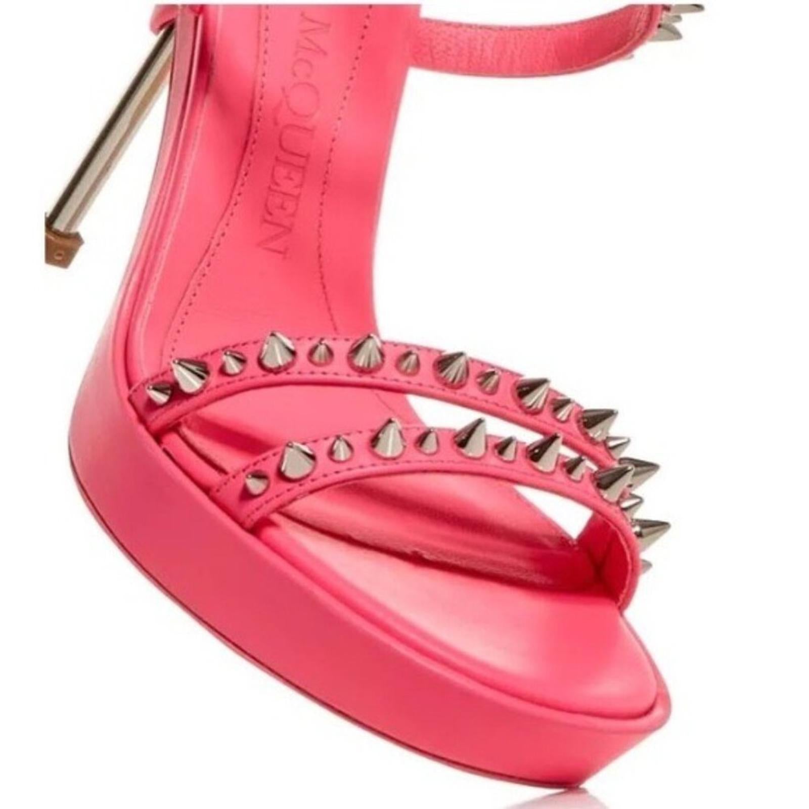 Alexander McQueen Platform Studded Strappy Sandals Metallic Pink EU 36 NWT $950