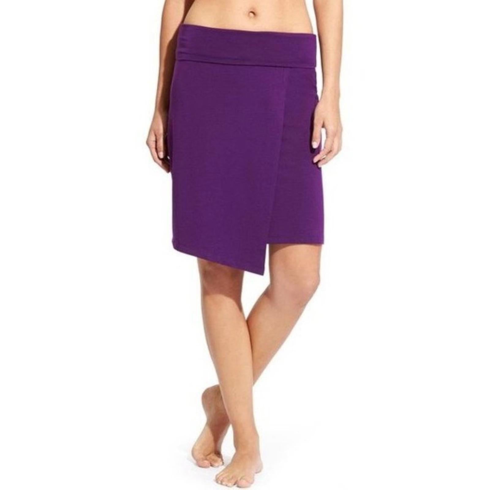 Athleta Seaside Fold Over Skirt Faux Wrap Mini Waist Band Purple, Size XS NWT