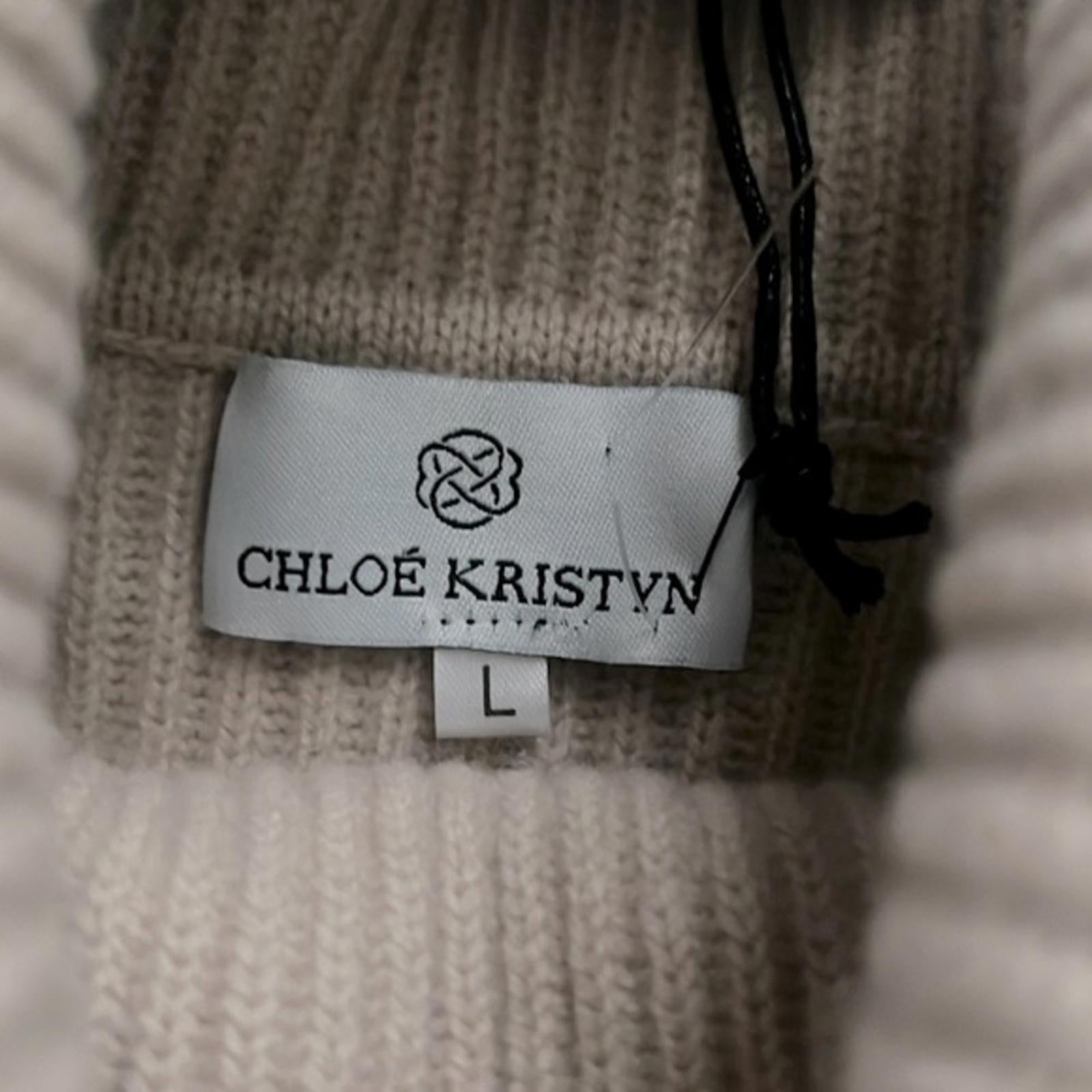 Chloé Kristyn Café Au Lait Anna Scallop Sweater, Size L, New w/Tag Retail $398