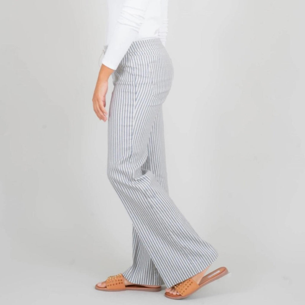 Anthropologie’s Level 99 Elliot Linen-Blend Lounge Pants Nautical Stripe Size 32