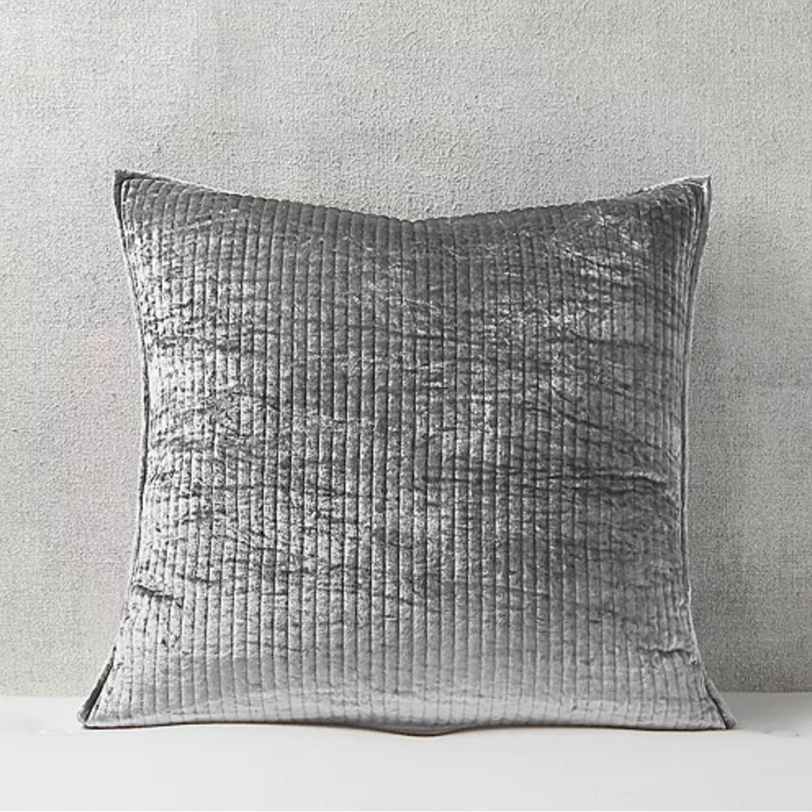 Hudson Park Collection Textured Velvet Euro Sham in Grey, New w/Tag $140