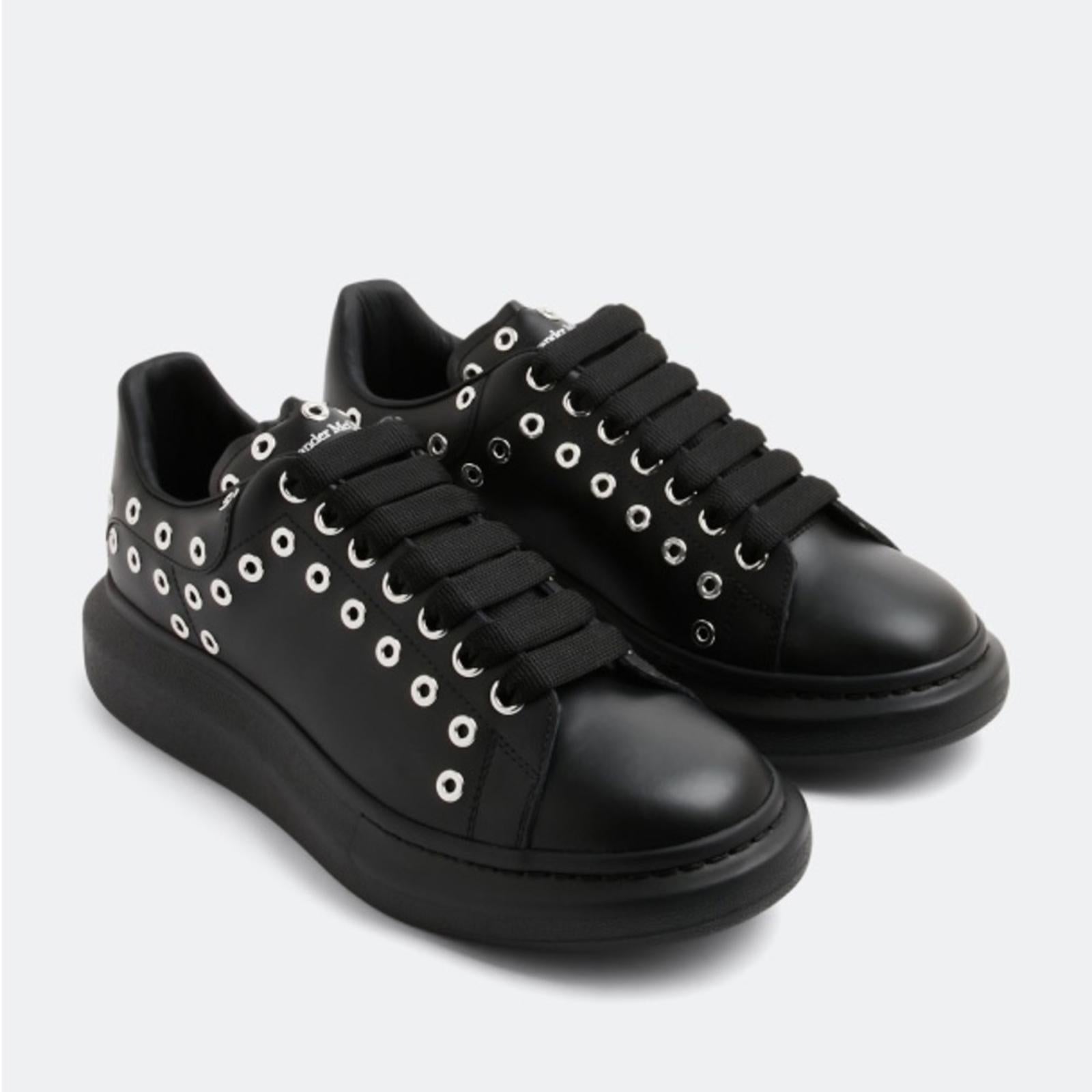 Alexander McQueen Oversized Eyelet Detail Sneakers in Black, Size 42 NEW in Box