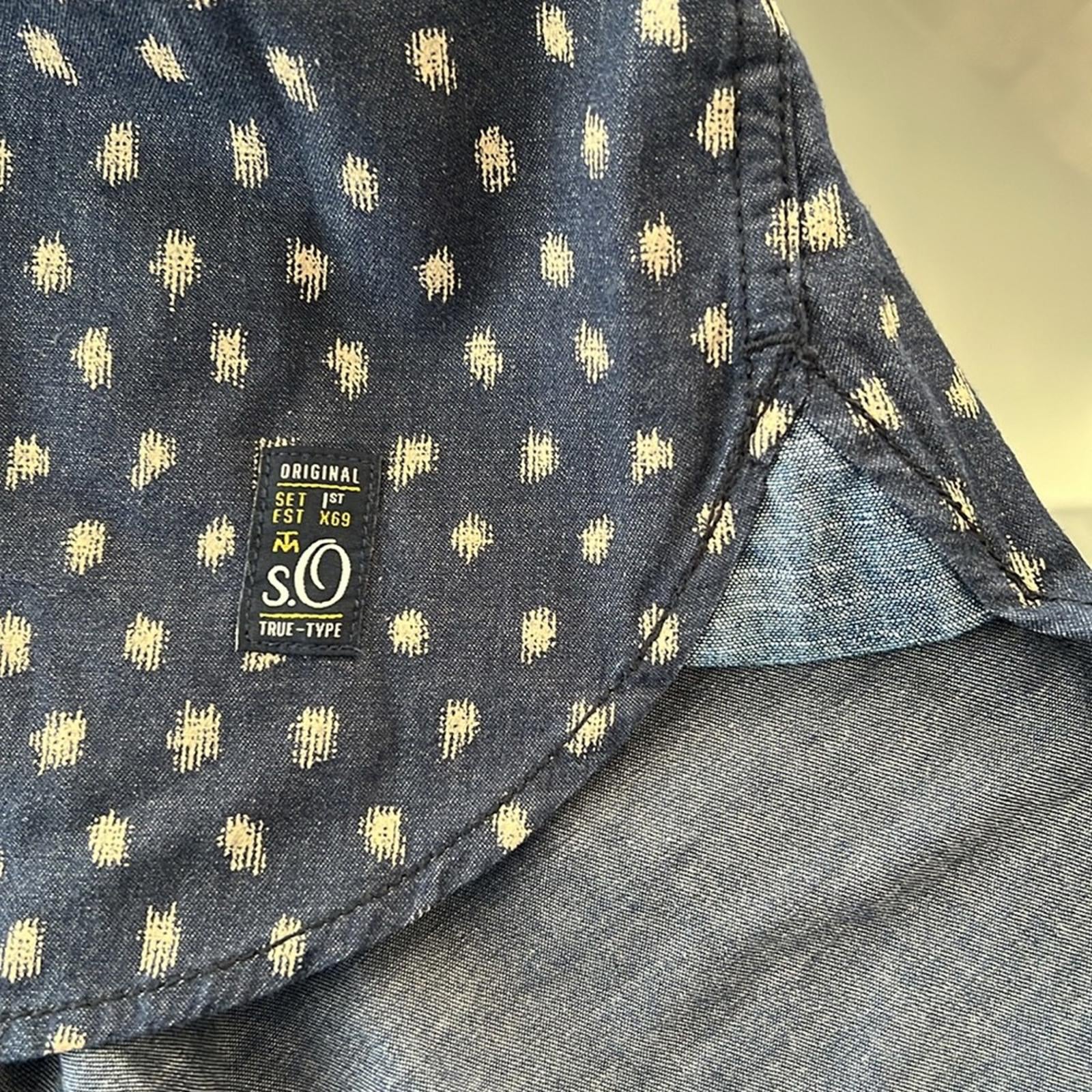 s.Oliver Slim Fit Shirt with All-Over Print, Denim Shirt, Size XL EXCELLENT!