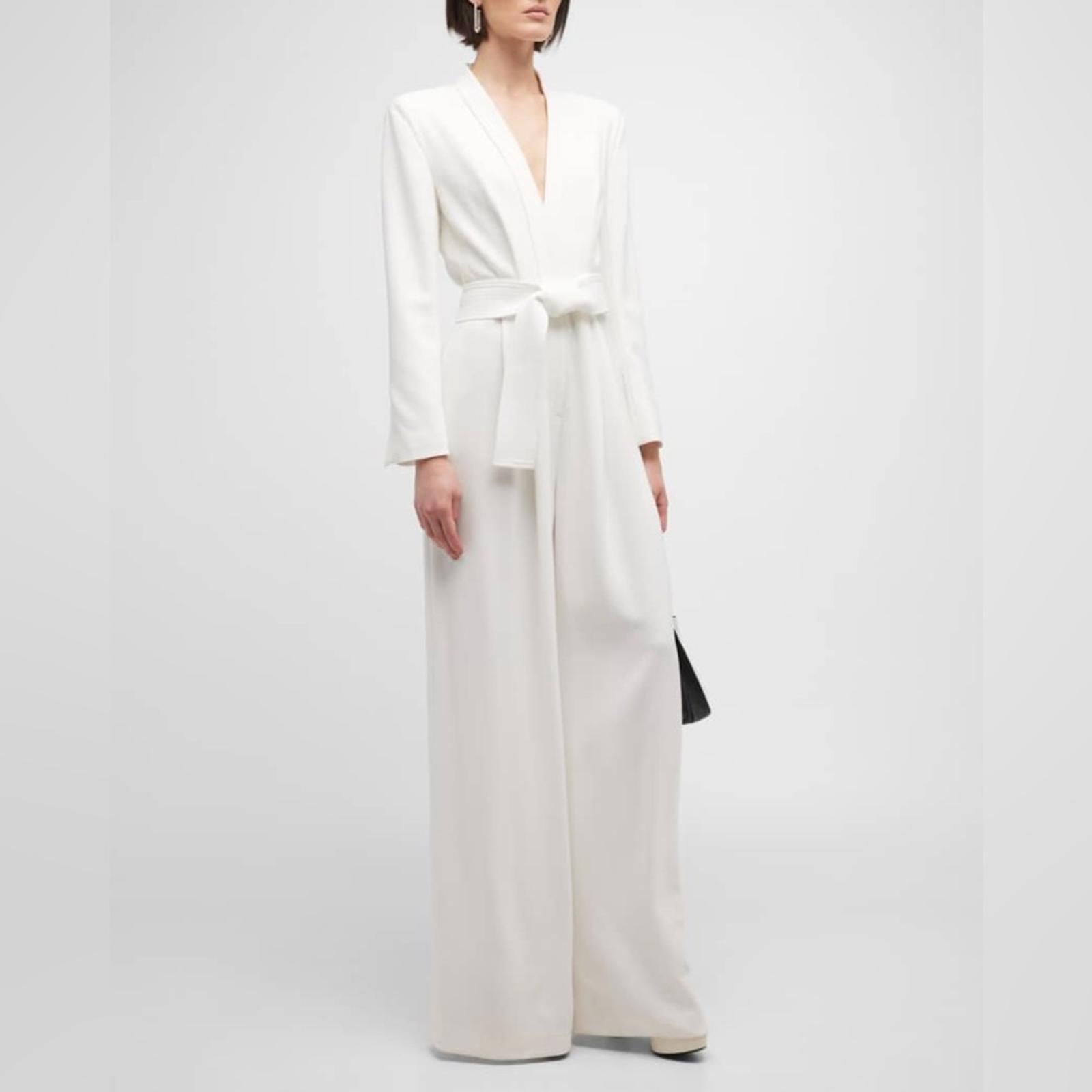 A.L.C. Kieran II Tailored Belted Wide Leg Jumpsuit in White, Size 0 New with Tag