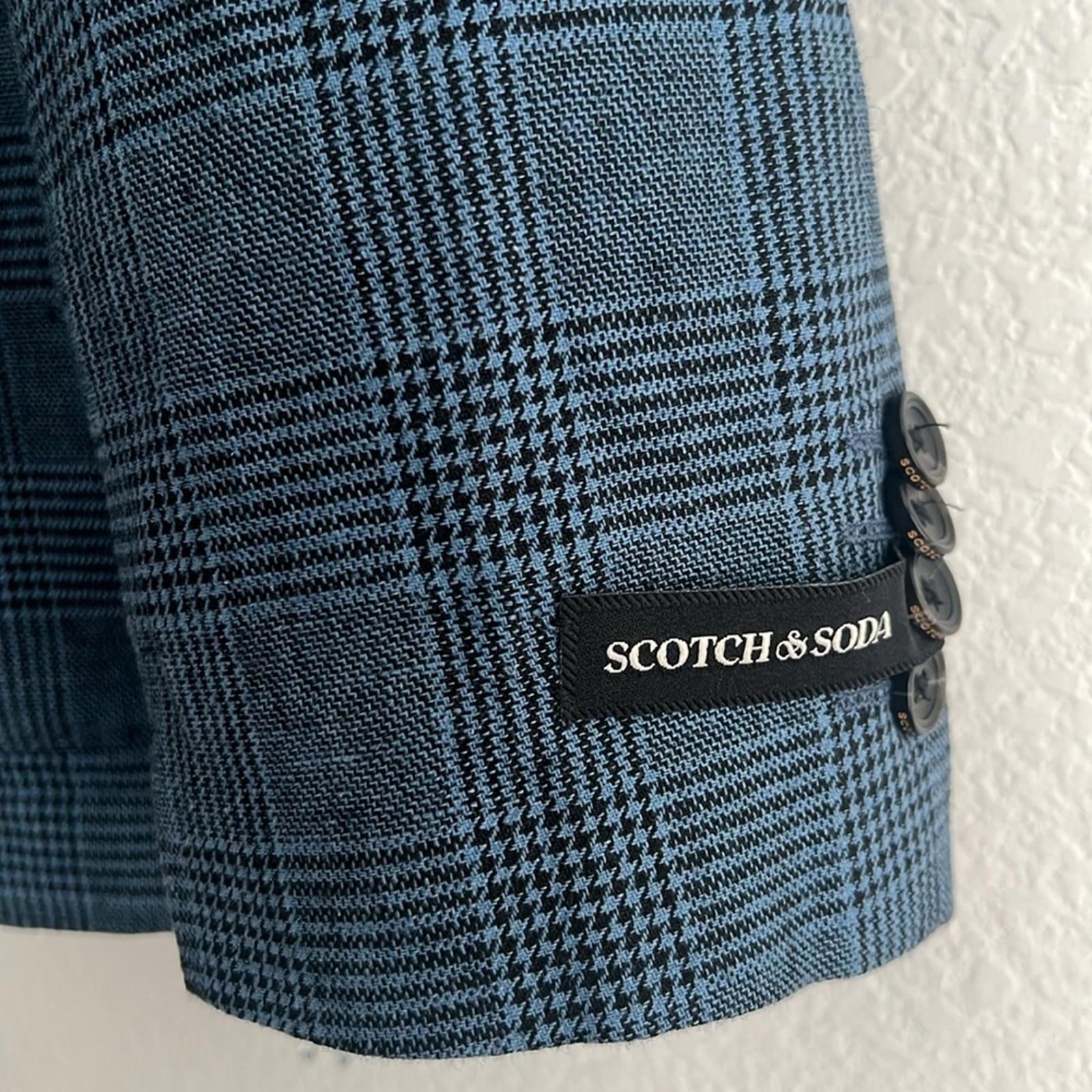 Scotch & Soda Double-Breasted Check Blazer in Blue, Size XXL NEW w/Tag $308