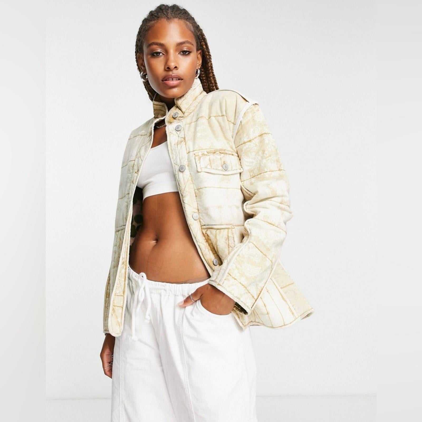 NEW Free People Fade Out Utility Quilted Jacket in Amber, Size XL Retail $228