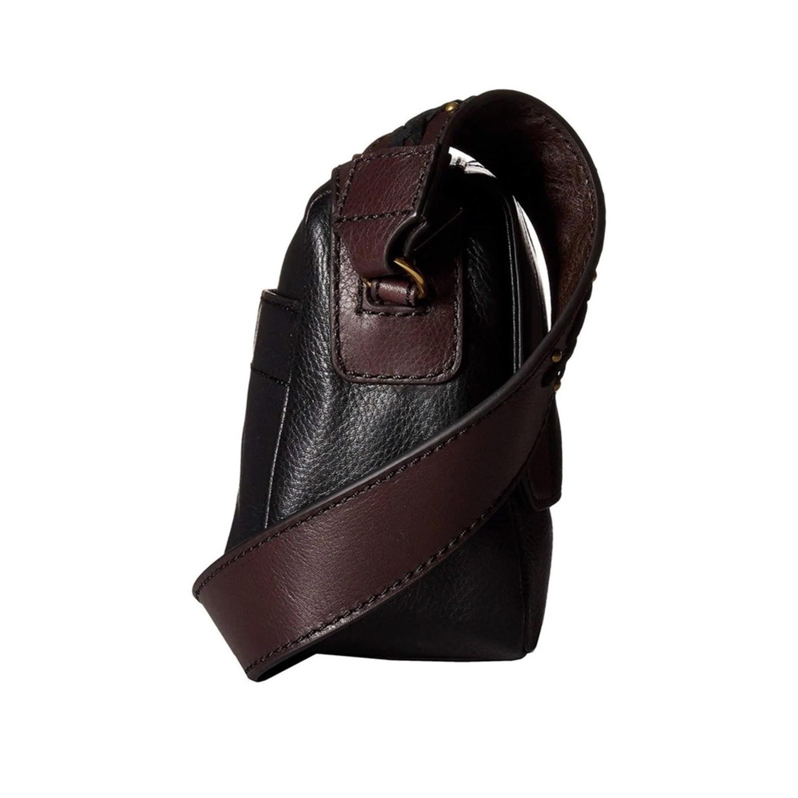 Fossil Aria Cow Hide Leather Shoulder Bag, Patchwork Black & Brown, Retail $178