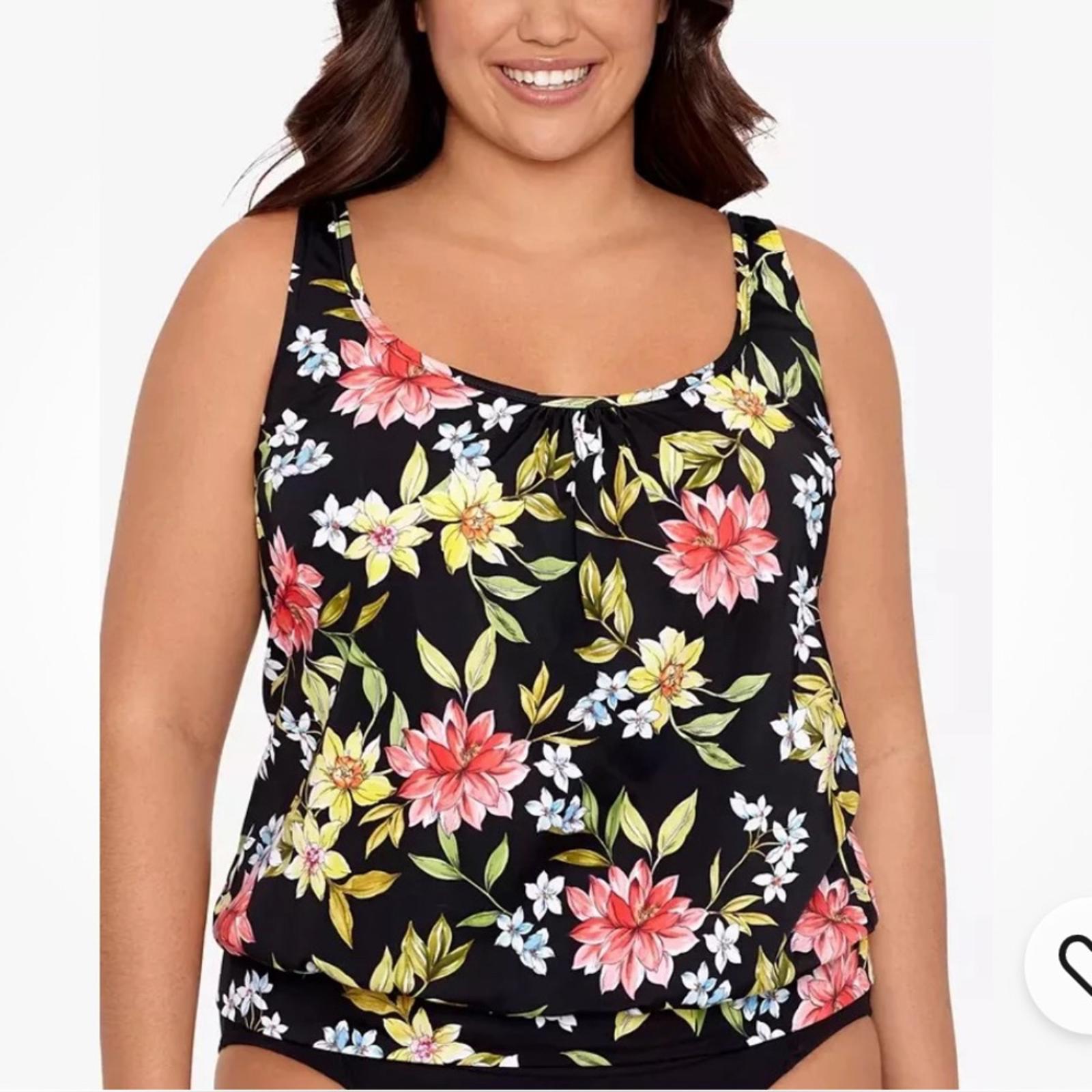 Swim Solutions Plus Size Underwire Blouson Tankini Top Multi, UK 22 US 20 NEW