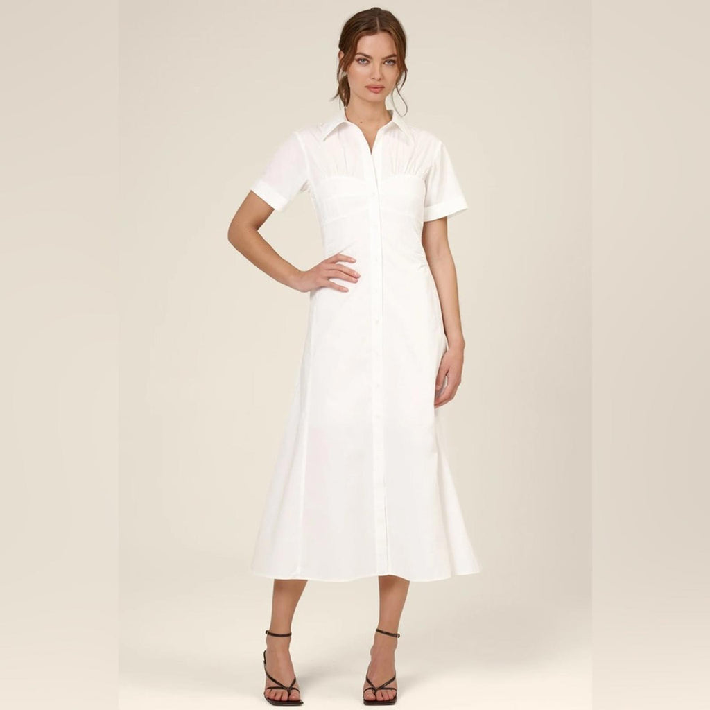 Nicholas Tenley Shirtdress Dress in White, NEW, Size 8, Retail $395