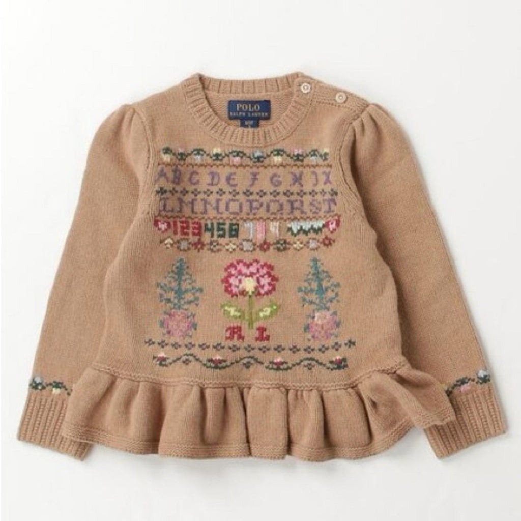 Polo Ralph Lauren Intarsia-Knit Wool-Blend Peplum Sweater, Size 6X, New w/Tag