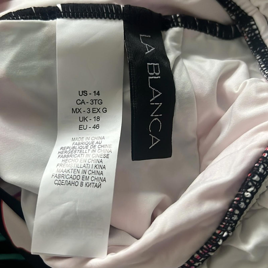 La Blanca Over the Shoulder Front Knot Tankini Swimsuit Top, Size 14 NWT