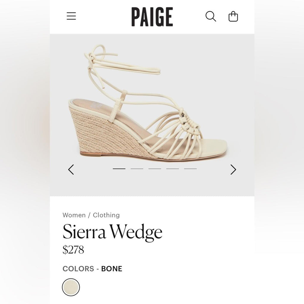 Paige Sierra Wedge Strappy Sandals in Bone, Size 8 NEW w/o Box - Online for $278