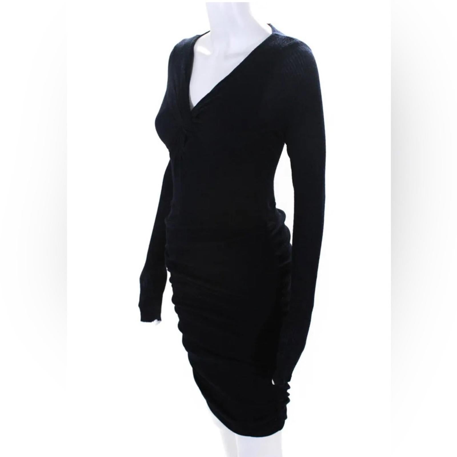 Maje Tight-Knit Long Sleeve Ruched Sweater Dress in Navy, Size 1 (S) Retail $345