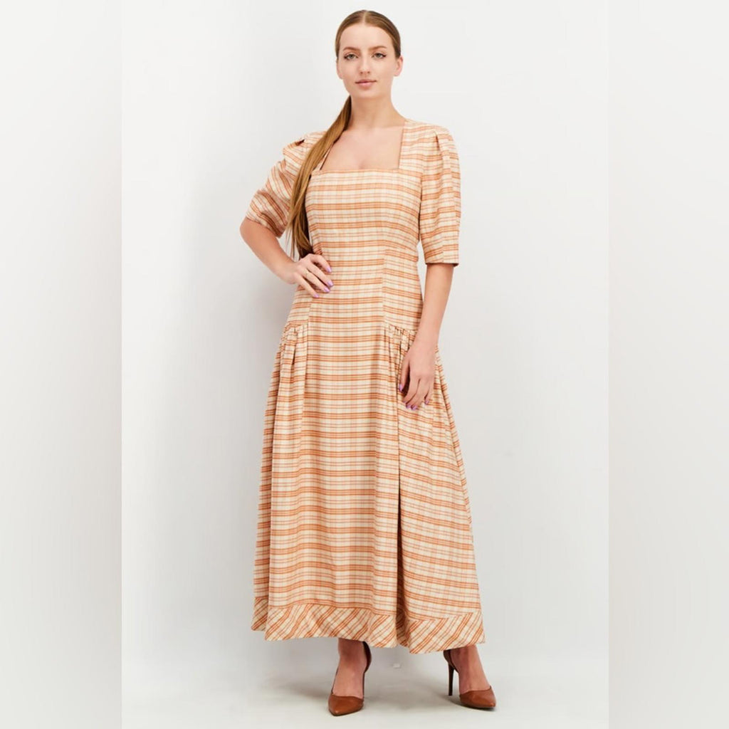 Jonathan Simkhai Greer Tailored Plaid Button-Front Maxi Dress, Size 2 NWT $595