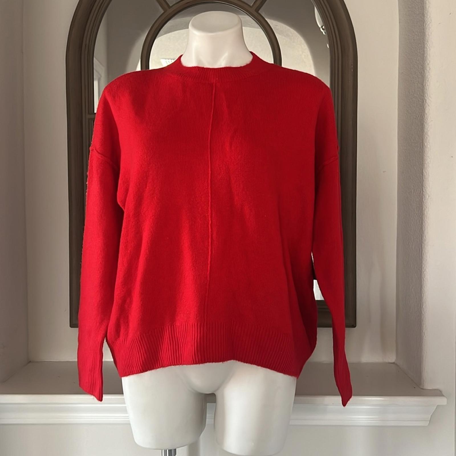 Vince Camuto Cozy Long Sleeve Extend Shoulder Sweater, Bright Cherry Size S NWT
