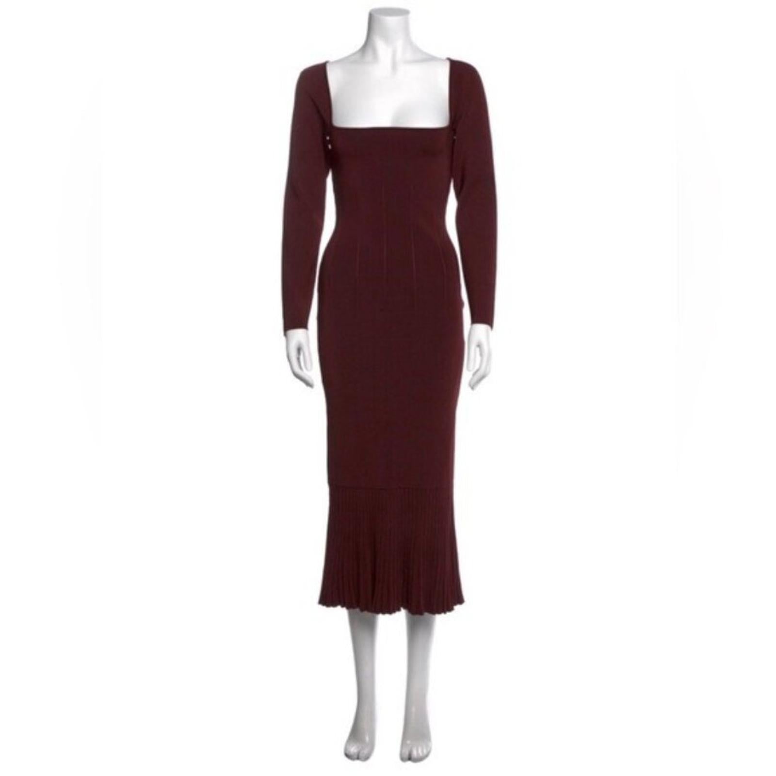 Galvan London BURGUNDY Atalanta Midi Dress, Size S New w/Tag Retail $950